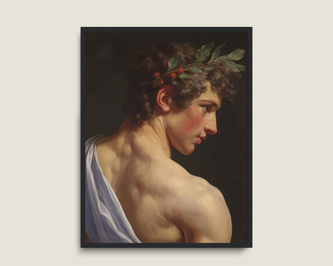 Young Roman Man With Laurel Wreath Looking Down Classical Poster - Image 3