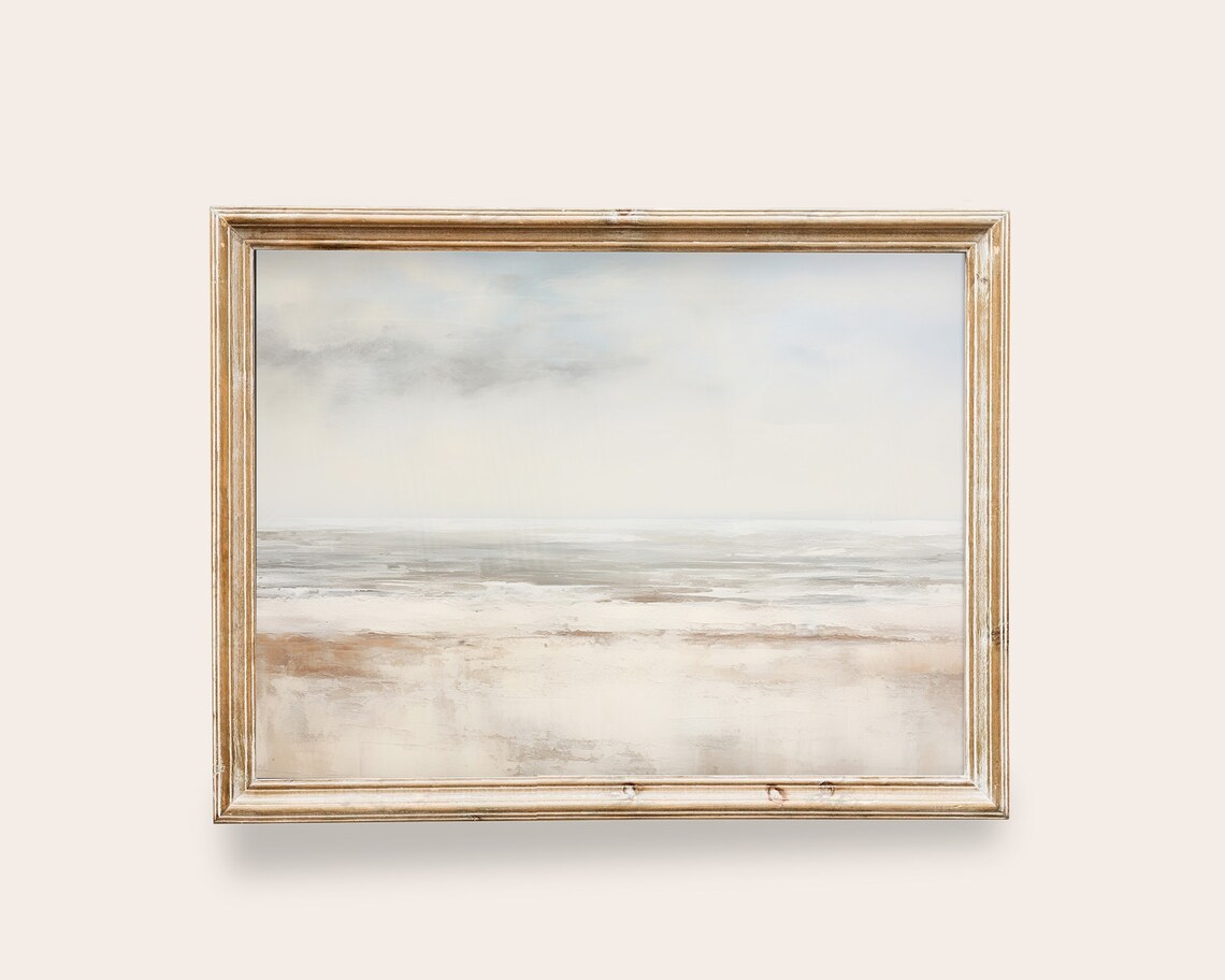 Warm Gray Coastal Landscape Abstract Art Print