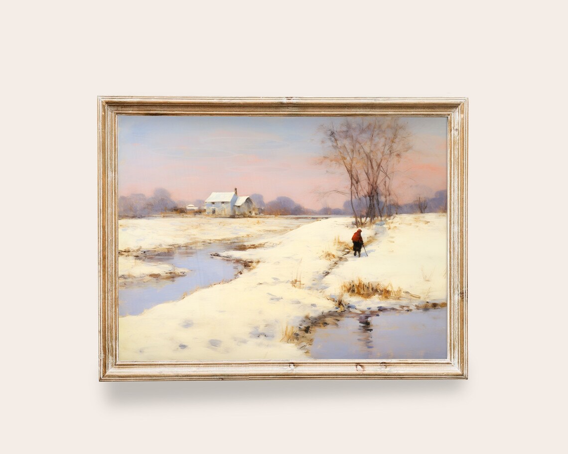 Winter Landscape Vintage Painting Art Print