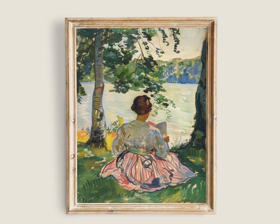 Woman Reading Vintage Expressionist Portrait Cottagecore Decor Art Vintage Wall Art Henri Matisse Decor