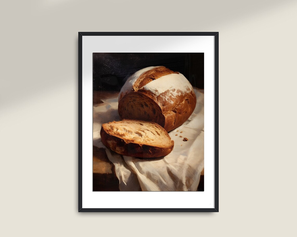 Vintage Kitchen Bread Print, Country Kitchen Art