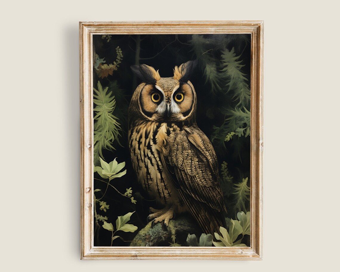 Owl Wall Art, Moody Victorian Vintage Art Print