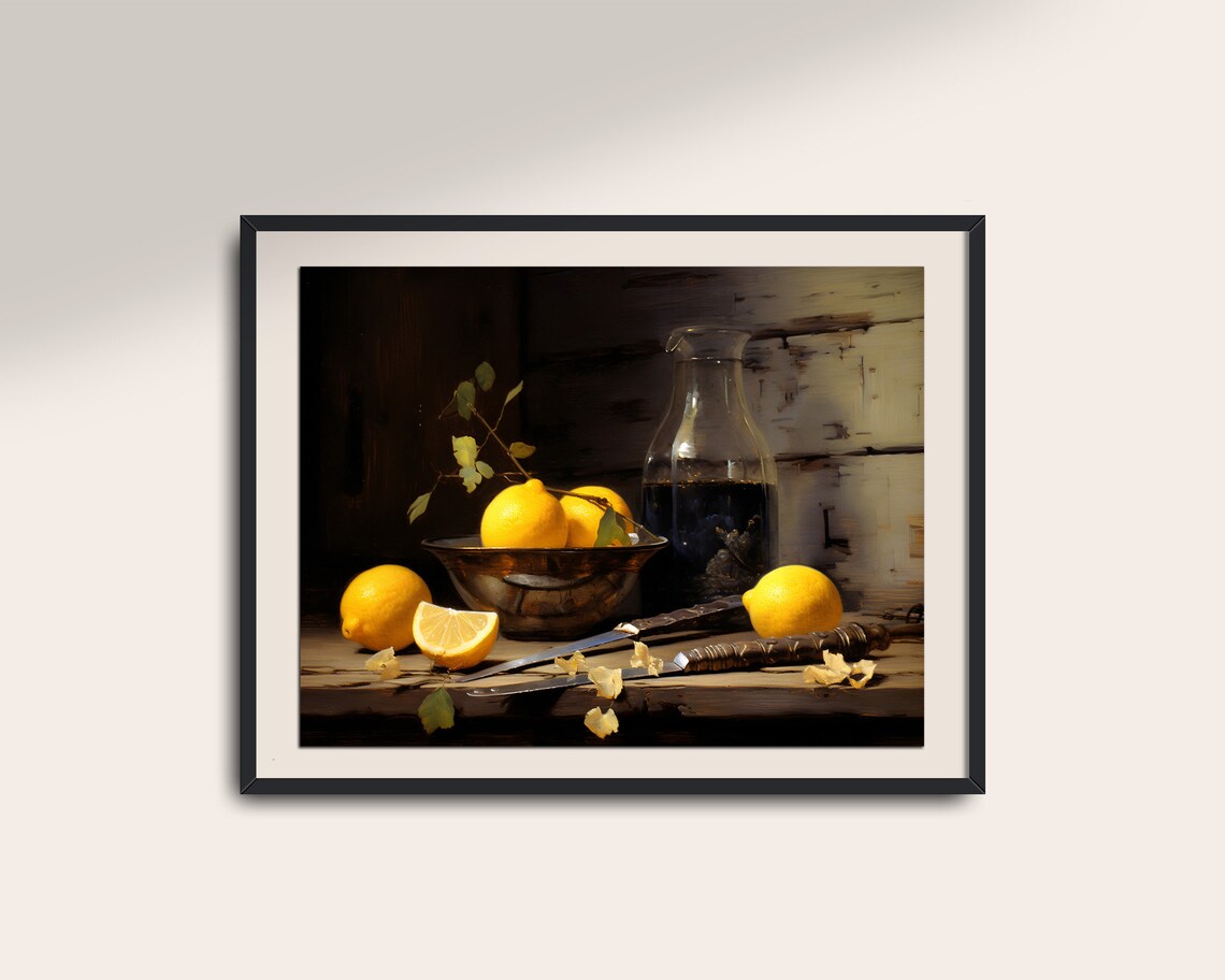 Lemons Still Life Vintage Farmhouse Kitchen Art - Image 2