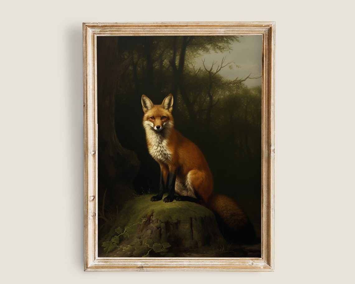 Vintage Red Fox Art Print, Dark Academia Decor - Image 3