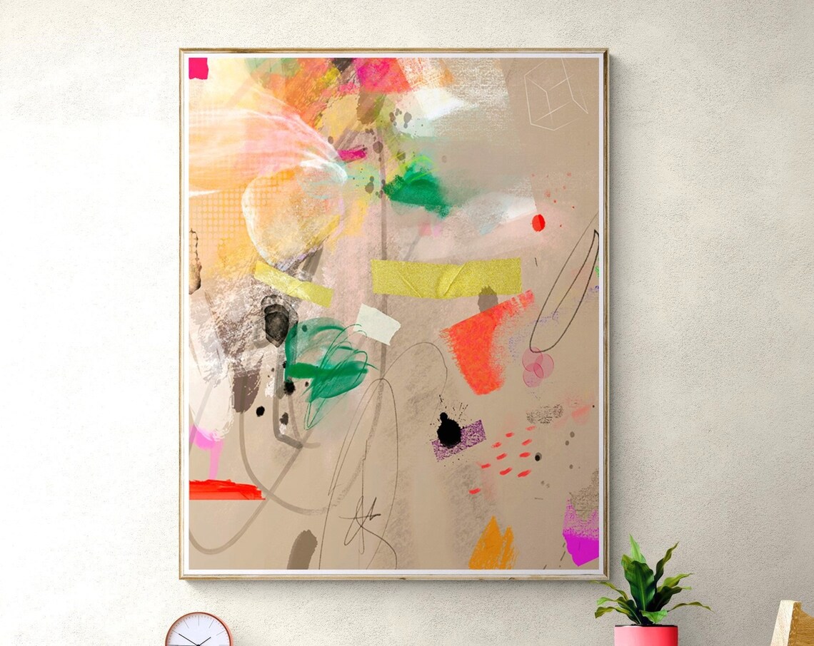 Abstract Modern Beige Multicolored Wall Art Print - Image 6