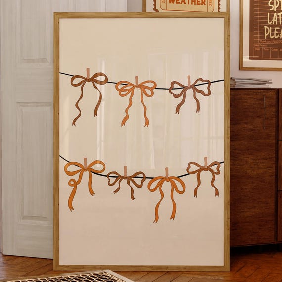 Autumn Bow Garland Wall Art Coquette Girly Funky Room Decor