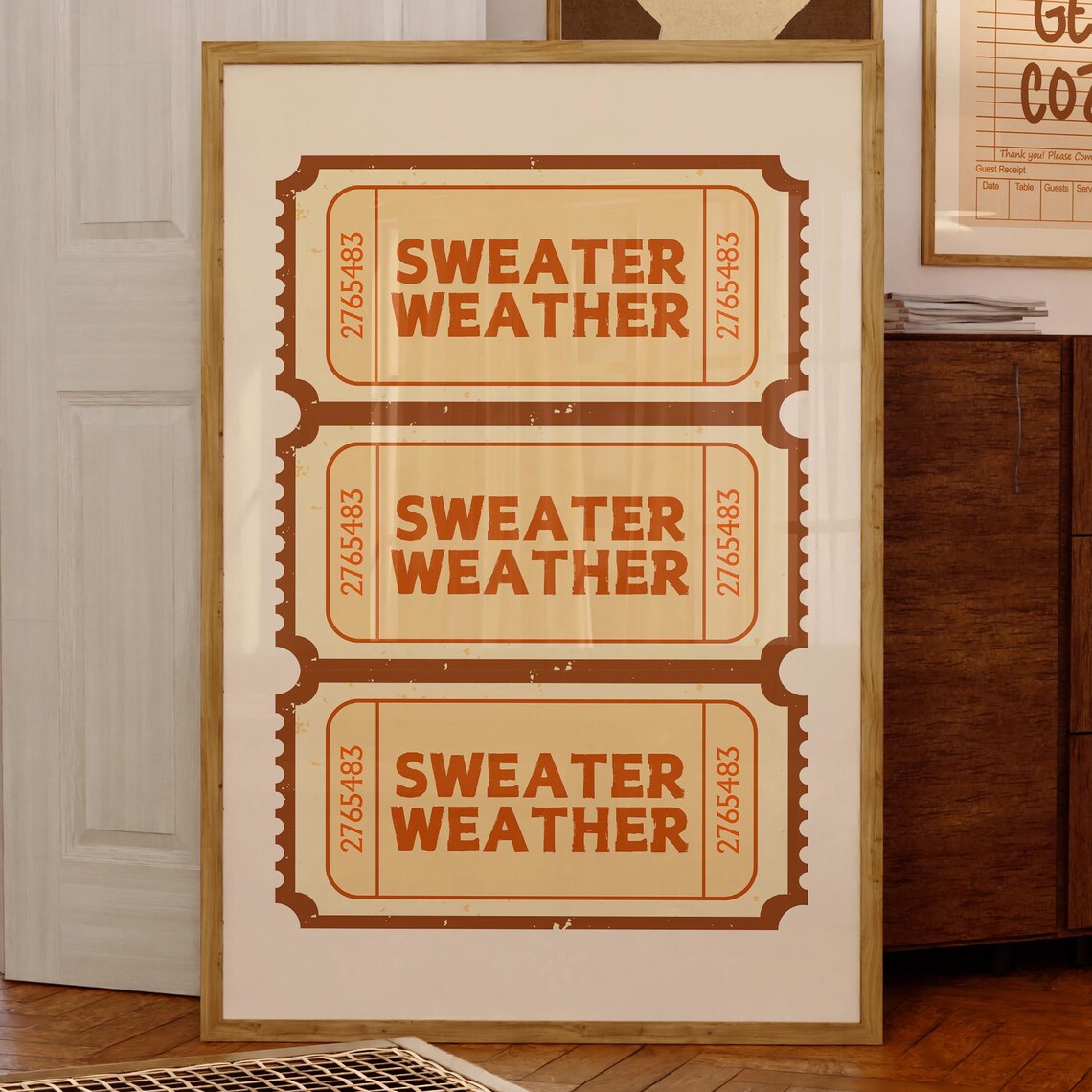 Sweater Weather Vintage Cozy Fall Art Print