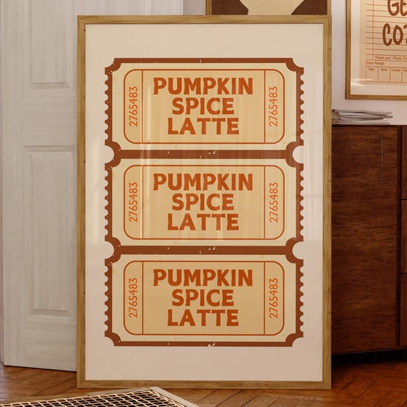 Pumpkin Season Poster Wall Art Retro Cozy Fall Decor Coffee Dopamine