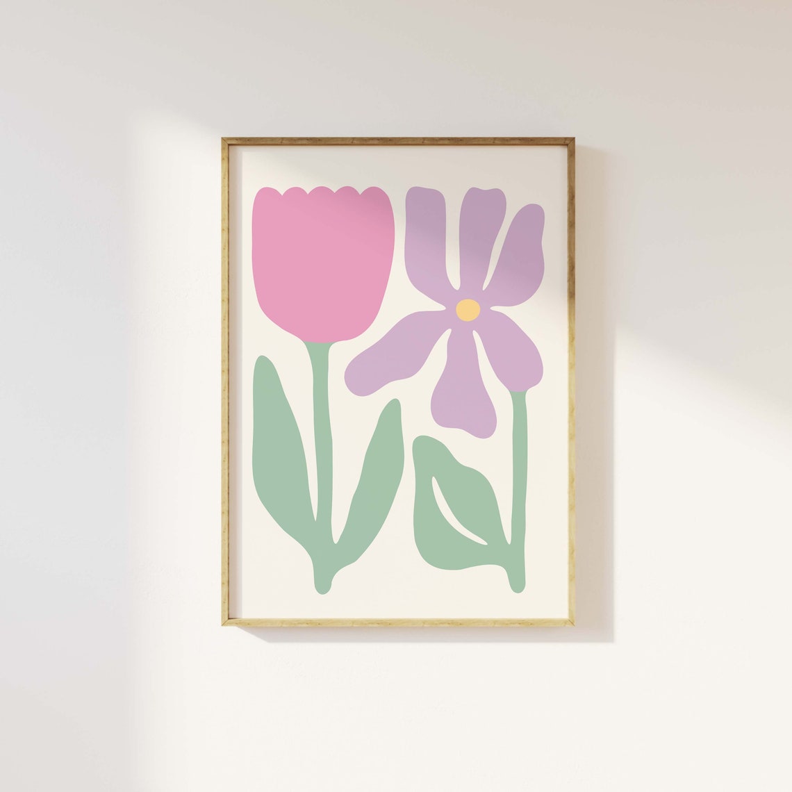Pink Tulip Purple Flower Abstract Retro Poster For Spring Decor - Image 3