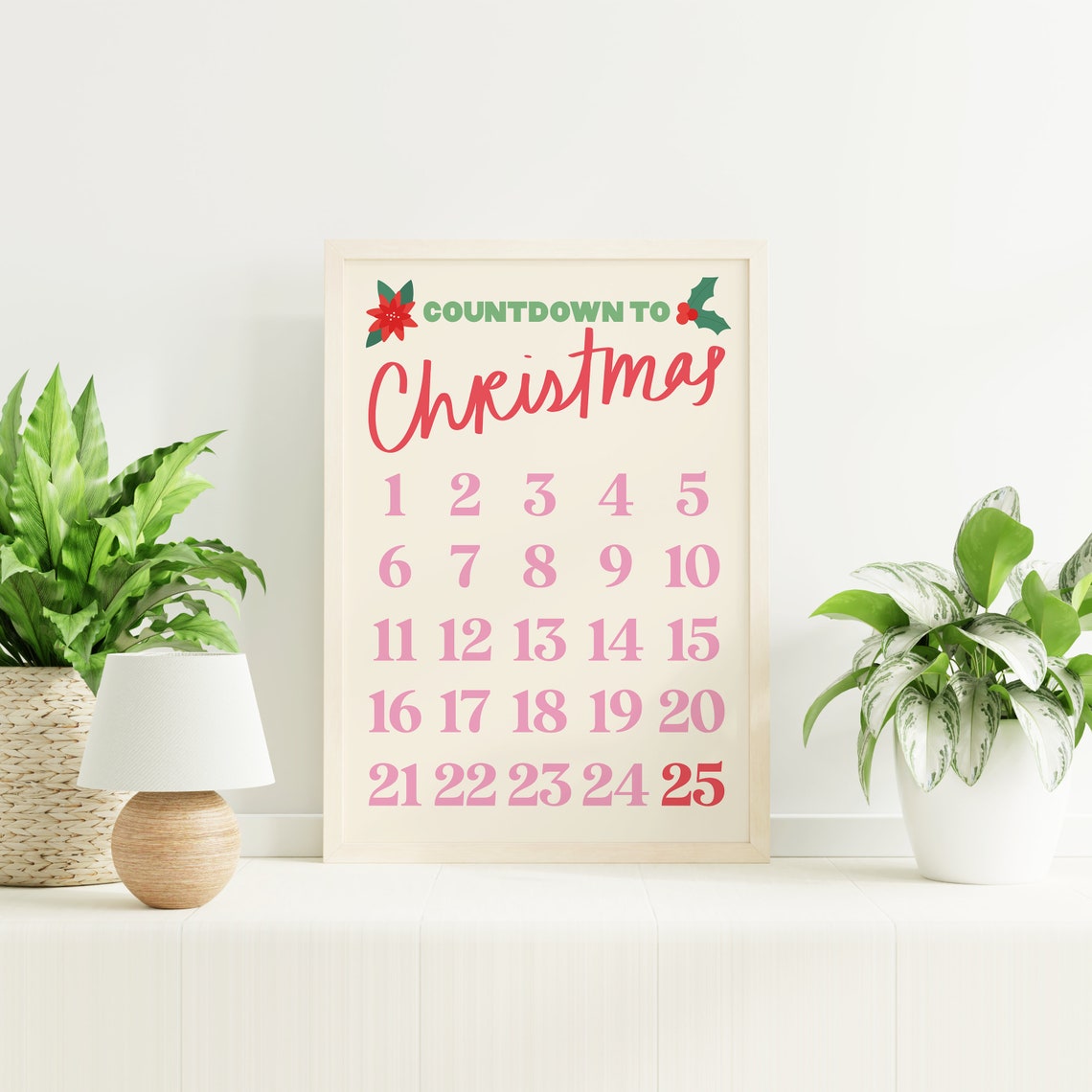 Christmas Countdown Print Art Christmas Advent Calendar Decor Cute Holiday Wall Art - Image 4