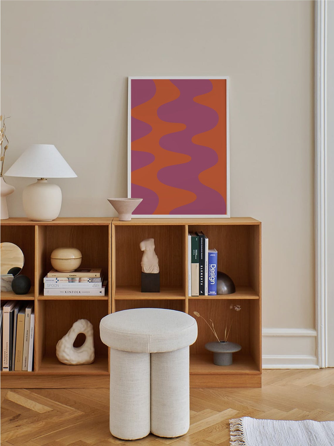 Pink Orange Wavy Abstract Groovy Retro Vertical Stripes Poster - Image 4