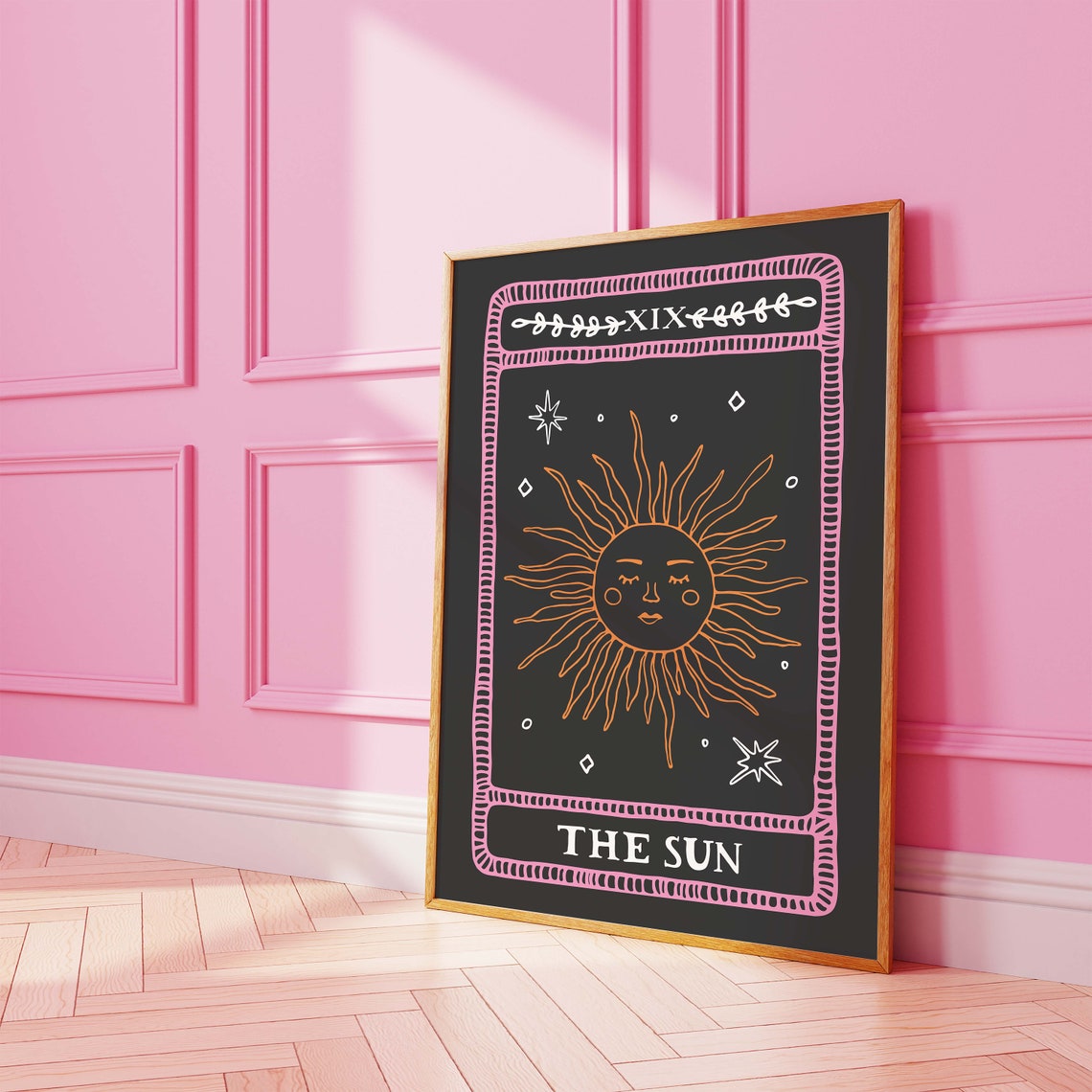 The Sun Tarot Card XIX Orange Smiling Face Celestial Wall Art - Image 3
