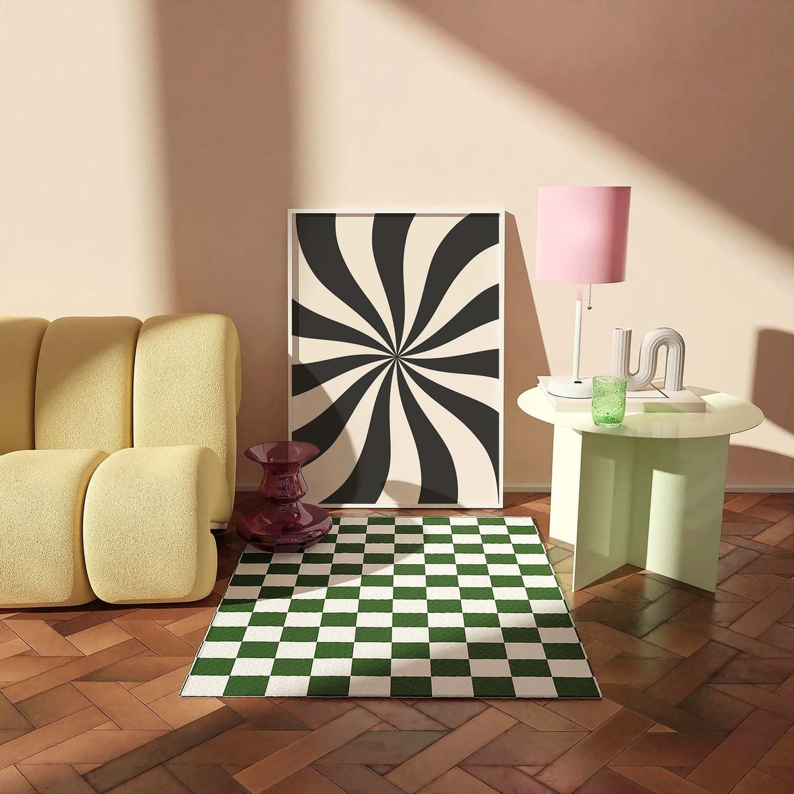 Black White Spiral Swirl 70s Retro Trendy Abstract Wall Poster - Image 3