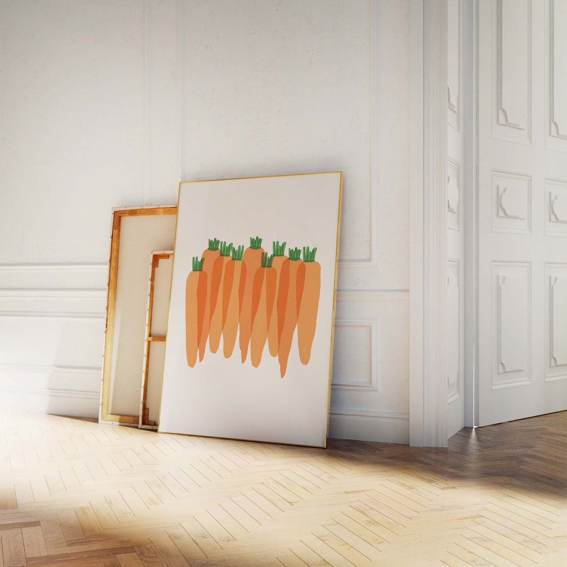 Minimalist Orange Carrots Row Graphic Modern Kitchen Food Poster - Image 2