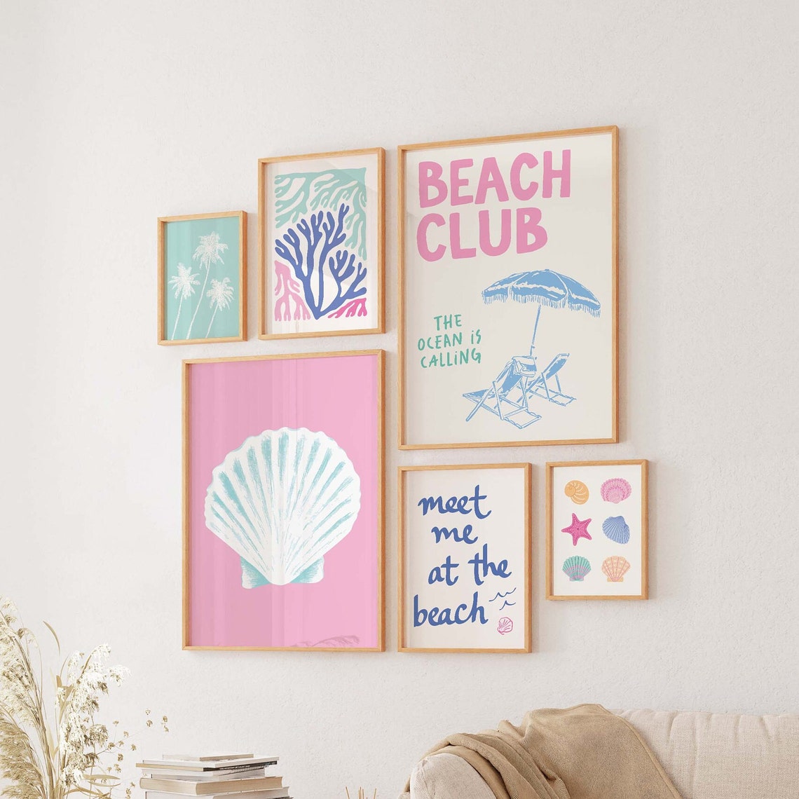 Coastal Gallery Wall Art 6 Printables Cute Summer Art Prints Girly Wall Art Trendy Beach House Decor - Image 4