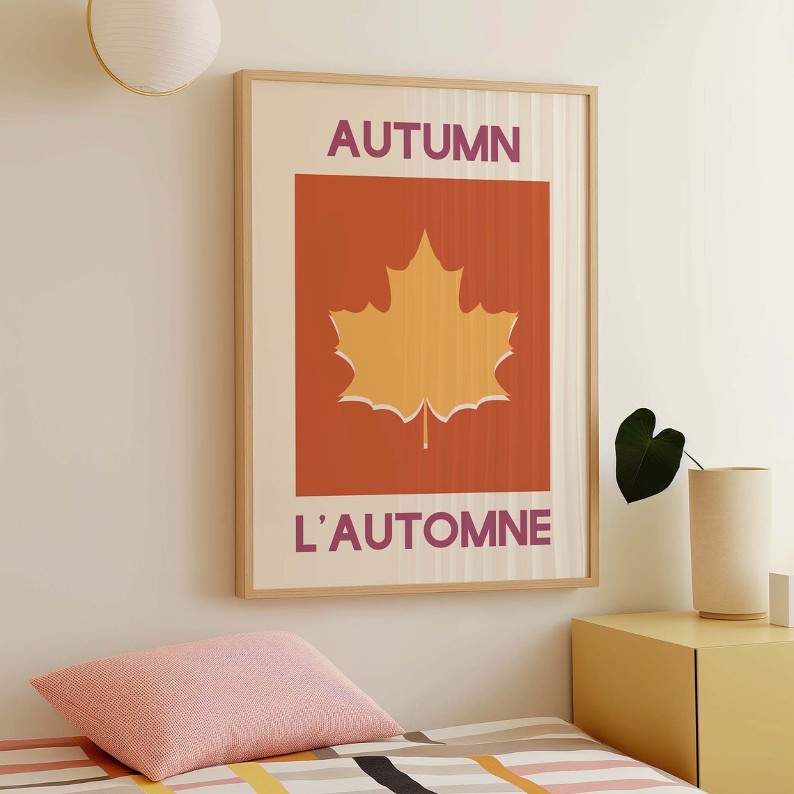 Autumn L Automne Maple Leaf Orange Bilingual French Fall Poster - Image 2