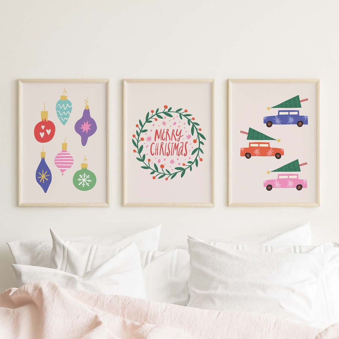 Christmas Gallery Wall Art 10 Printables Trendy Boho Christmas Prints Cute Colorful Holiday Wall Decorations - Image 2