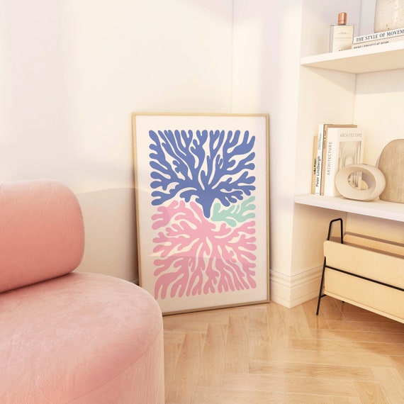 Coral Seaweed Print Art Cute Summer Art Print Girly Wall Art Beach House Decor Coastal Wall Art
