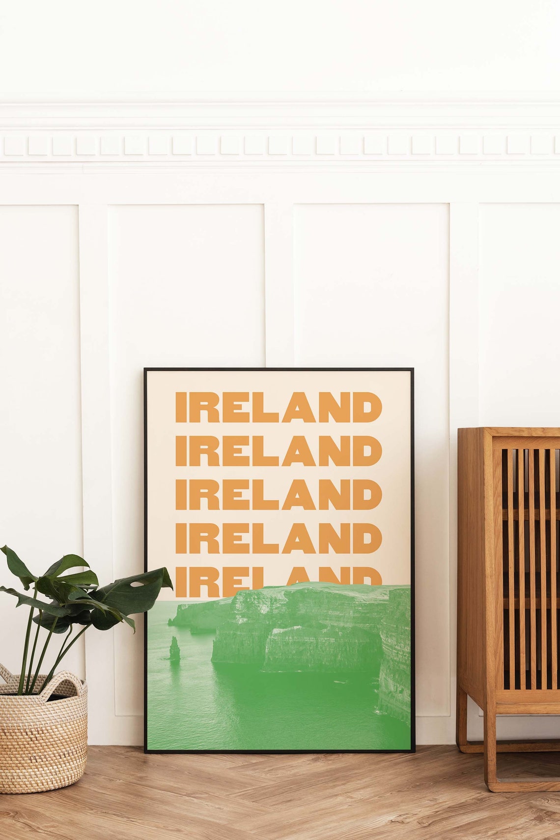 Ireland Cliffs Of Moher Green Orange Travel Typography Poster - Image 4