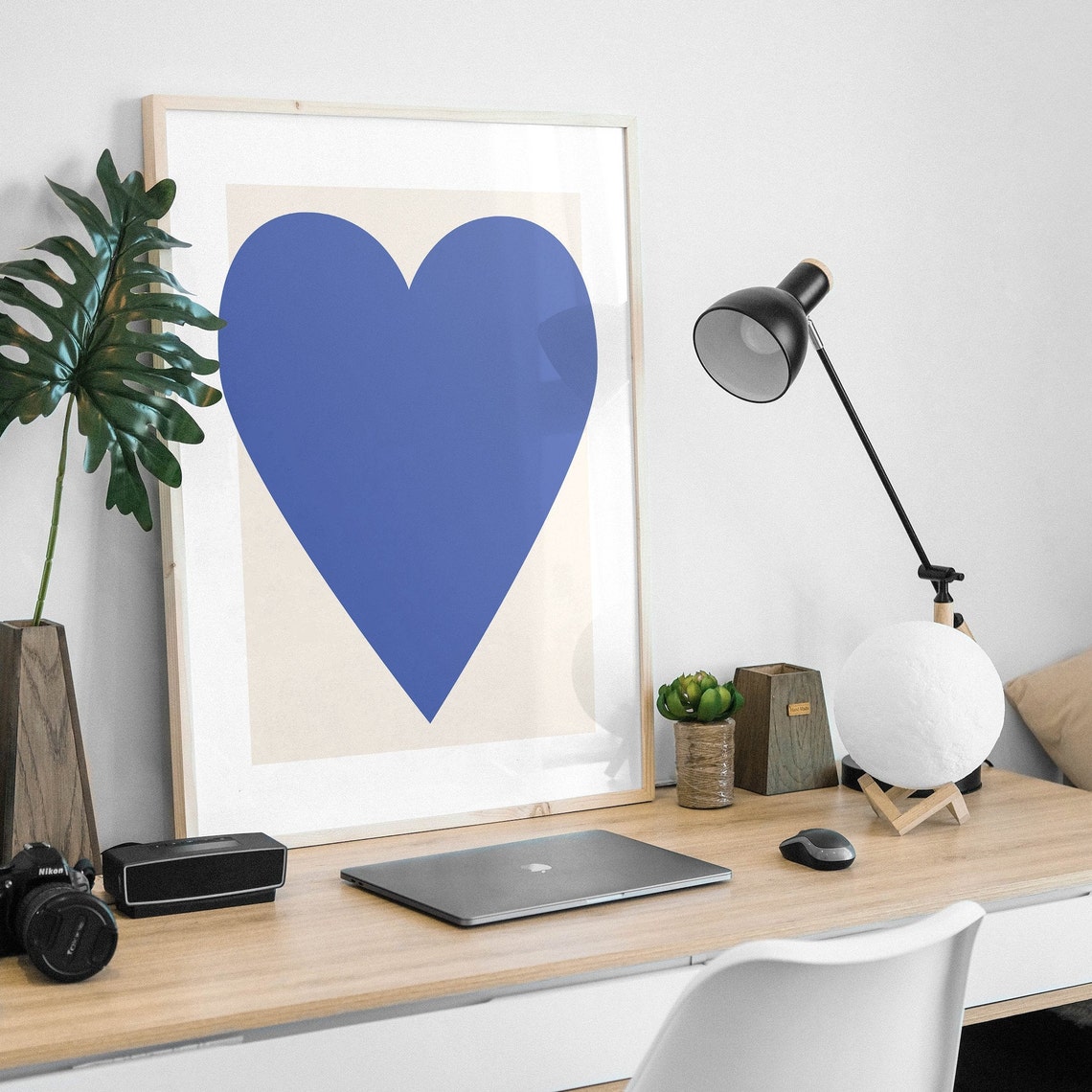 Bold Blue Heart Minimalist Love Poster Modern Abstract Wall Decor - Image 4