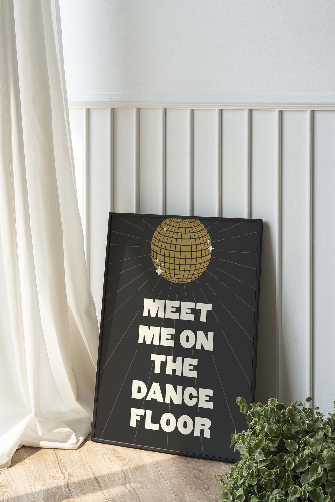 Meet Me On The Dance Floor Gold Disco Ball Party Quote Poster - Image 6