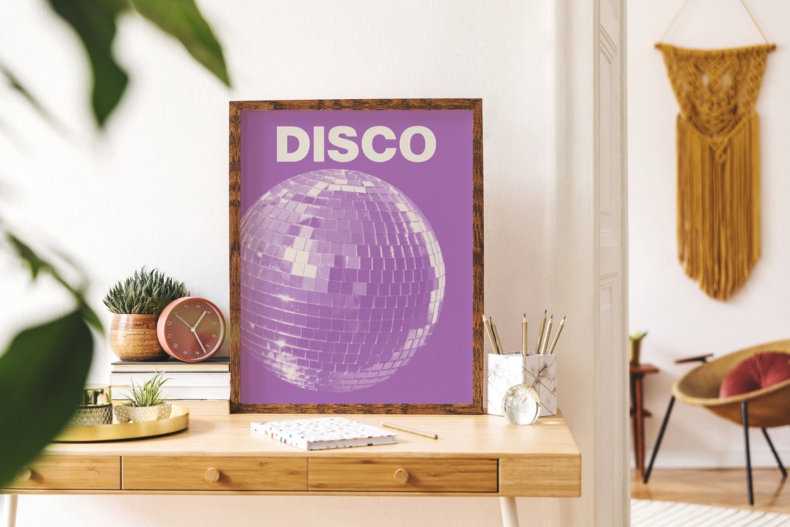 Disco Ball Purple Retro Party Mirror Ball Dance Decor Poster - Image 6