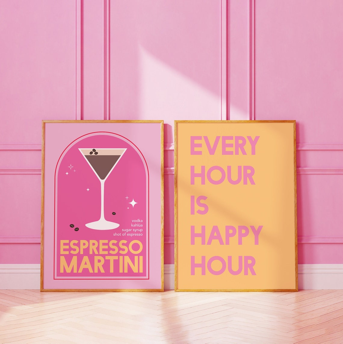 Bar Cart 8 Pink Cocktail Decor Gallery Bundle Espresso Martini Poster - Image 3