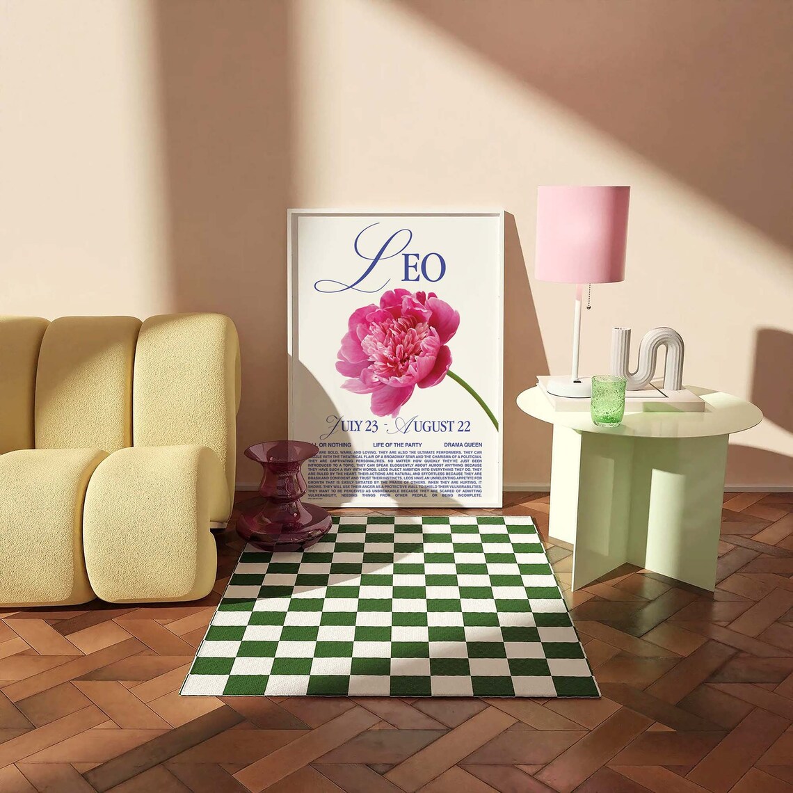 Leo Zodiac Sign Peony Flower Retro Astrology Star Sign Personality Poster - Image 4