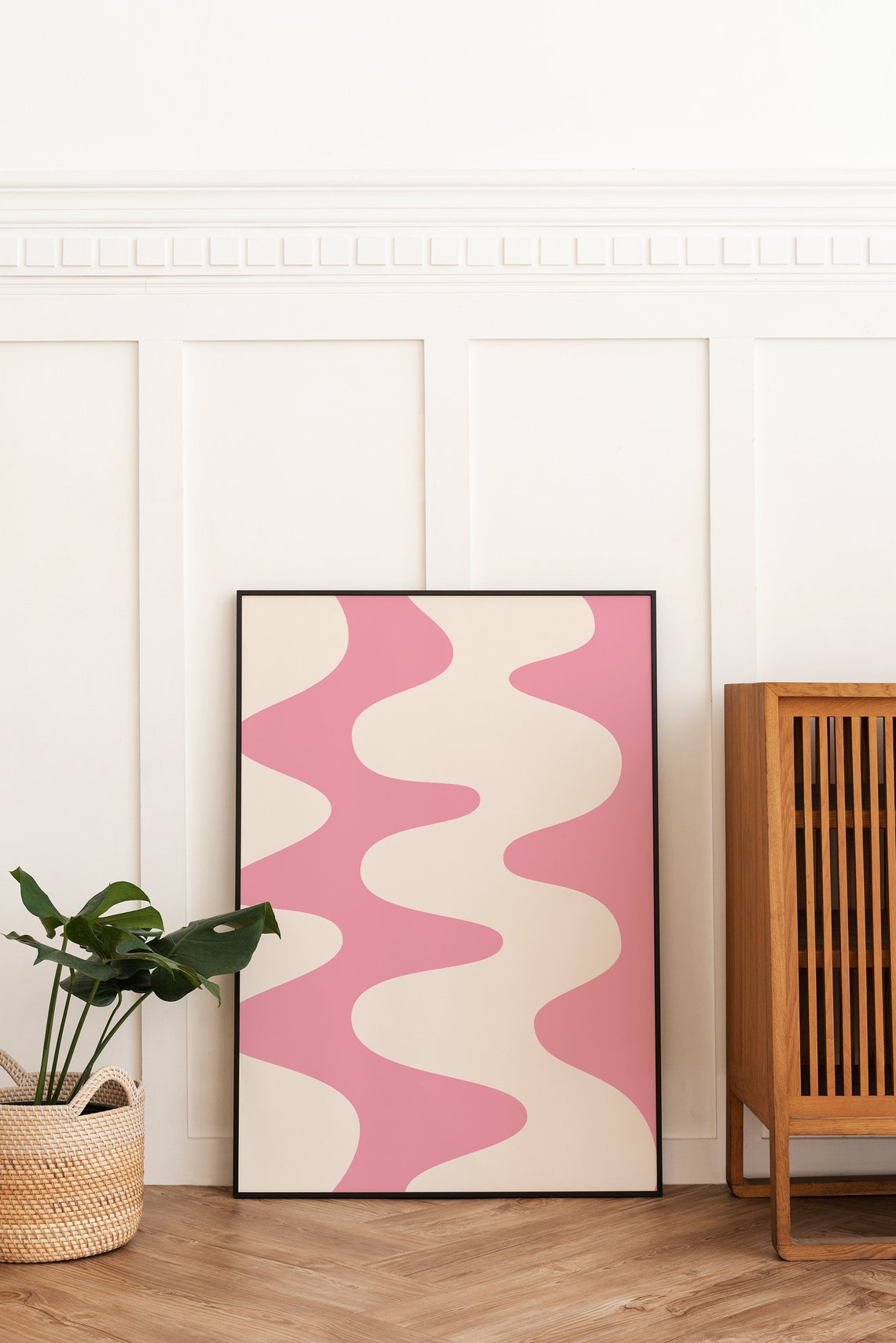Blush Pink Cream Groovy Wavy Lines Soft Modern Abstract Poster - Image 3
