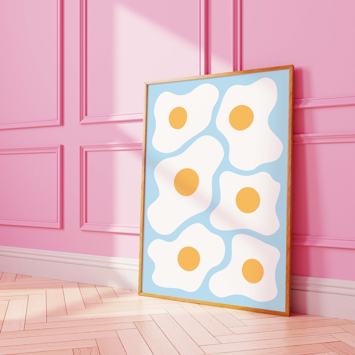 Eggs Print Art Blue Kitchen Food Decor Retro Breakfast Art Poster Cute Trendy Wall Art - Image 4