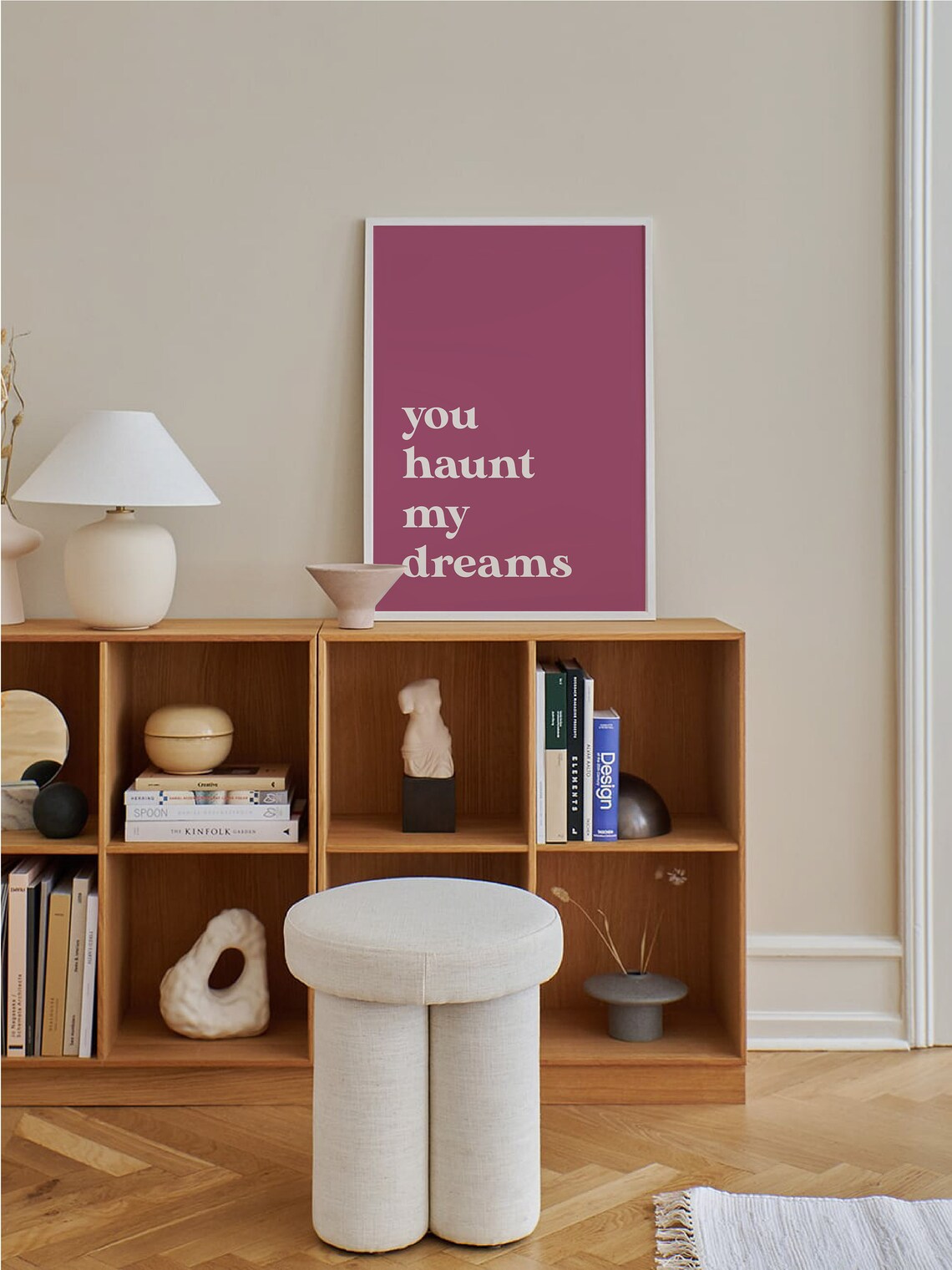 You Haunt My Dreams Mauve Pink Spooky Love Quote Typography Poster - Image 3