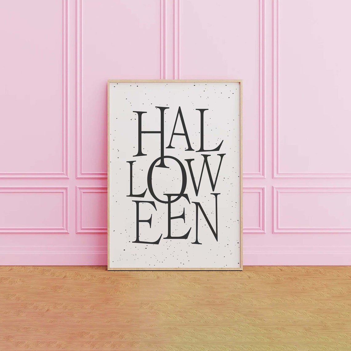 Halloween Stacked Lettering Minimal White Quote Wall Decor Poster - Image 3