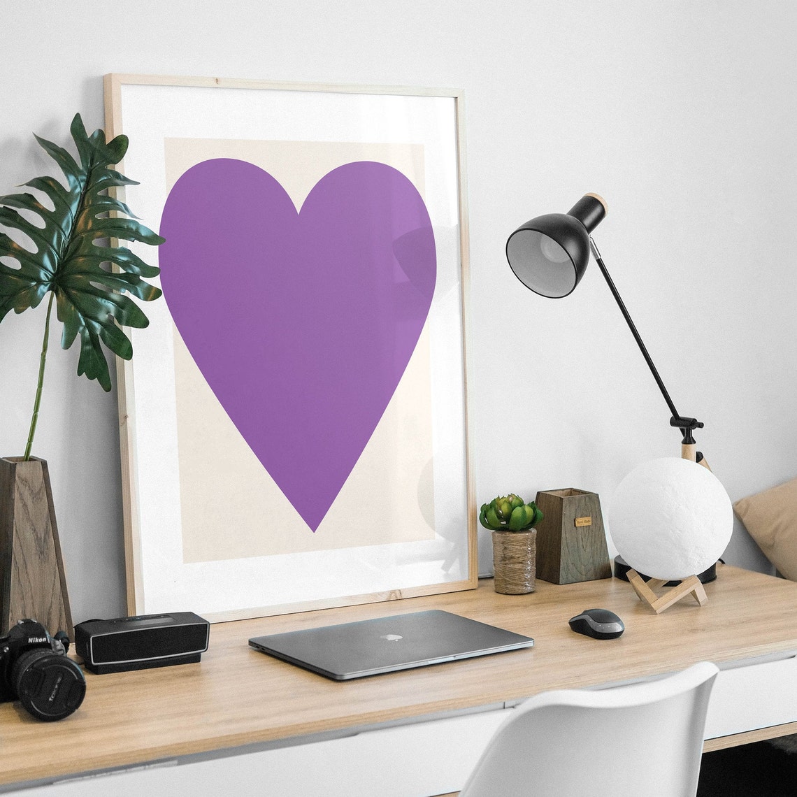 Bold Purple Heart Minimalist Love Poster Modern Abstract Wall Decor - Image 3