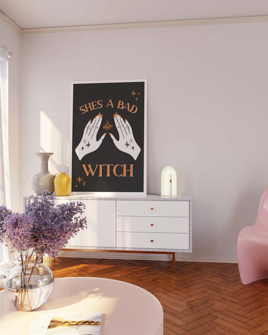 Shes A Bad Witch Print Art Cute Black Gothic Art Poster Trendy Halloween Wall Art - Image 5