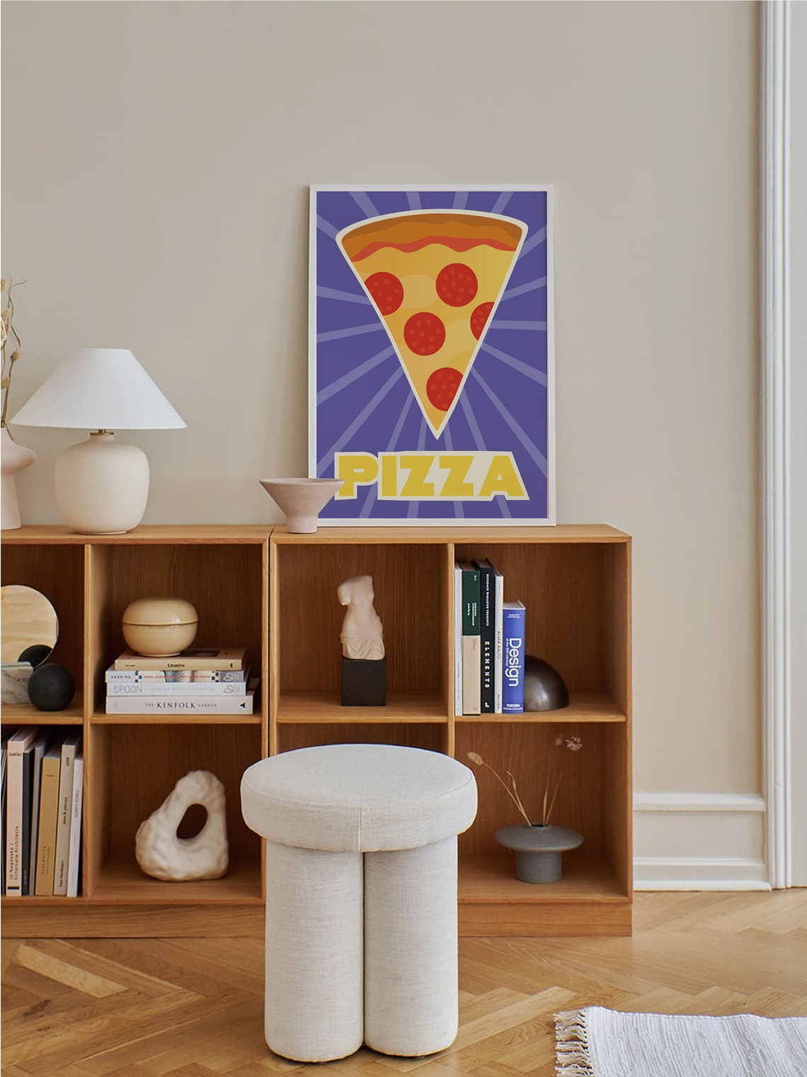 Pepperoni Pizza Slice Purple Pop Art Style Retro Kitchen Wall Poster - Image 3