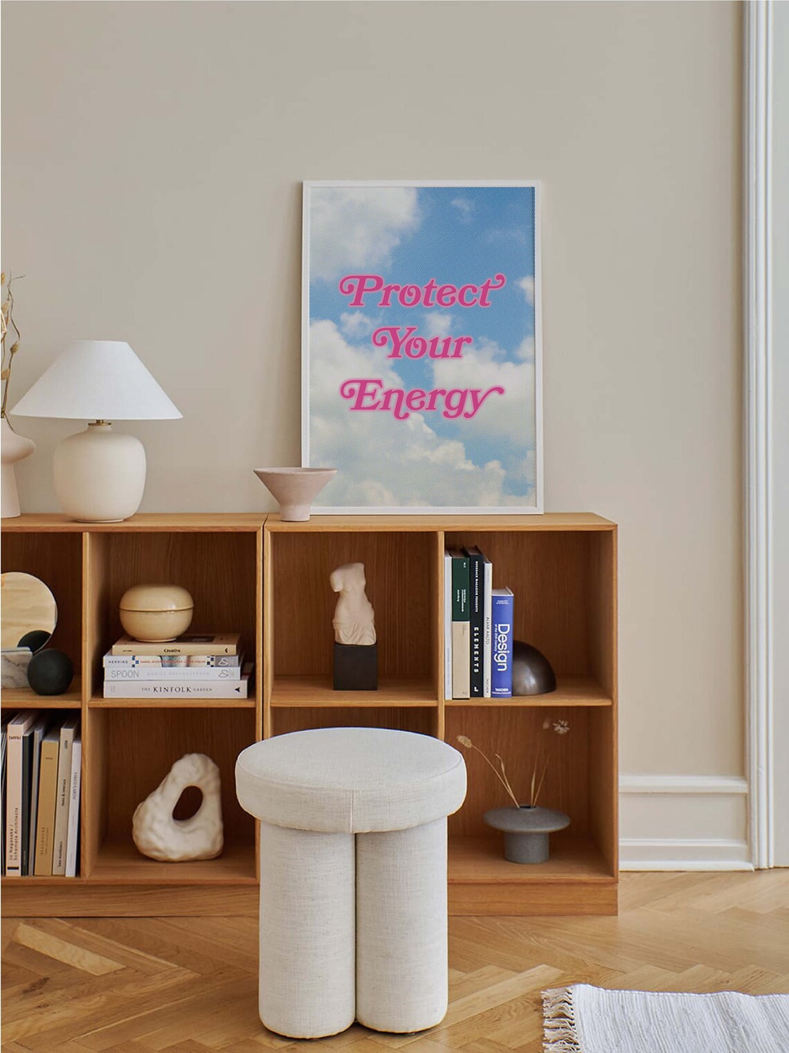 Protect Your Energy Pink Cloud Sky Y2K Retro Trendy Quote Poster - Image 5