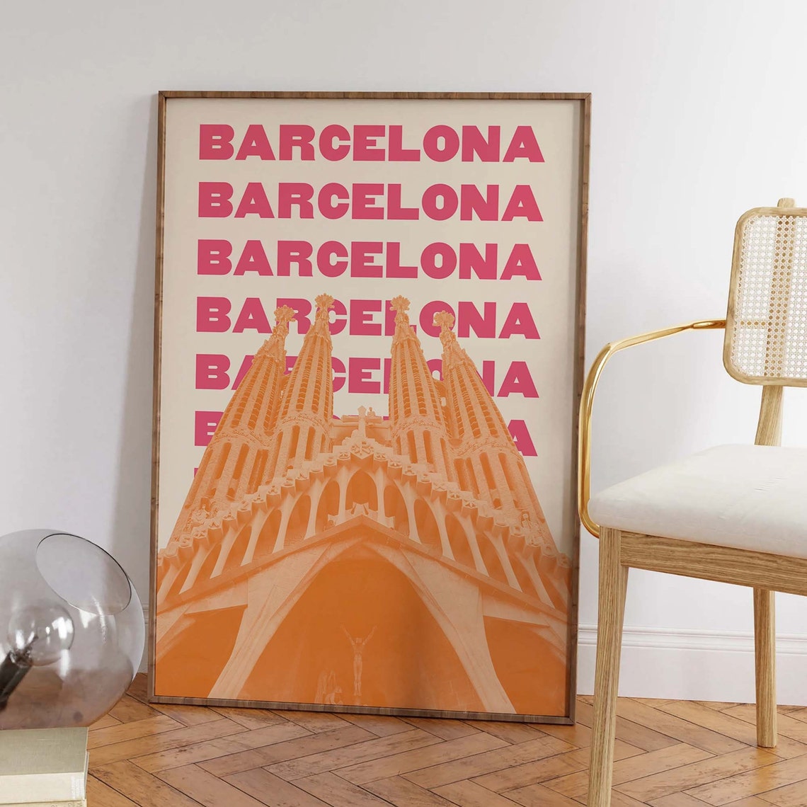 Barcelona Spain Sagrada Familia Repeat Typography Travel Poster - Image 3