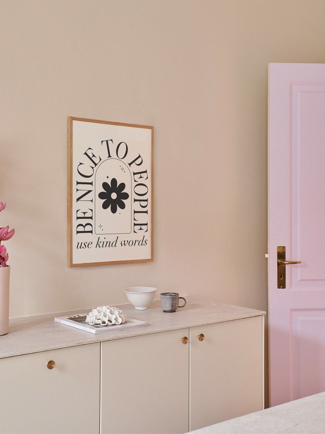 Be Nice To People Use Kind Words Kindness Quote Flower Art Poster - Image 4