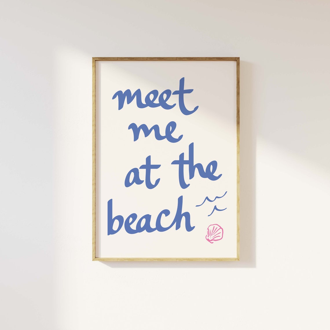 Meet Me At The Beach Quote Blue Script Coastal Summer Poster - Image 2