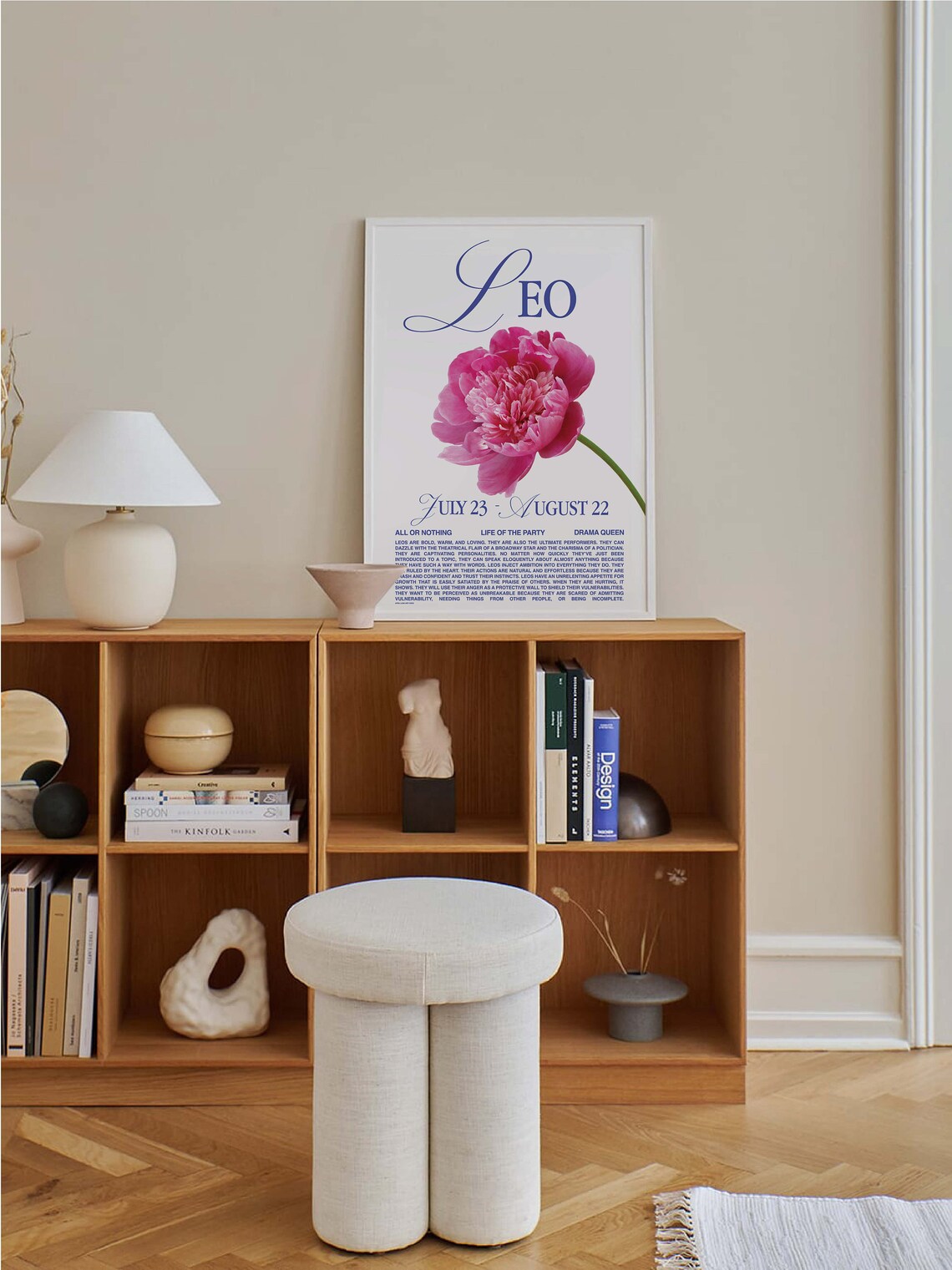 Leo Zodiac Sign Peony Flower Retro Astrology Star Sign Personality Poster - Image 5
