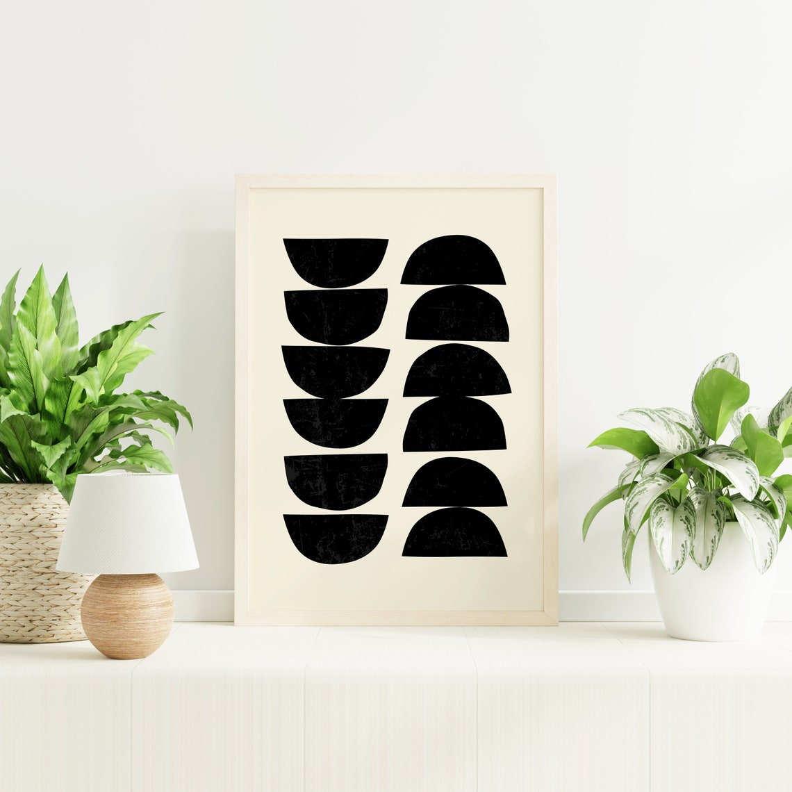 Black Half Circle Arches Pair Columns Minimalist Abstract Poster - Image 3