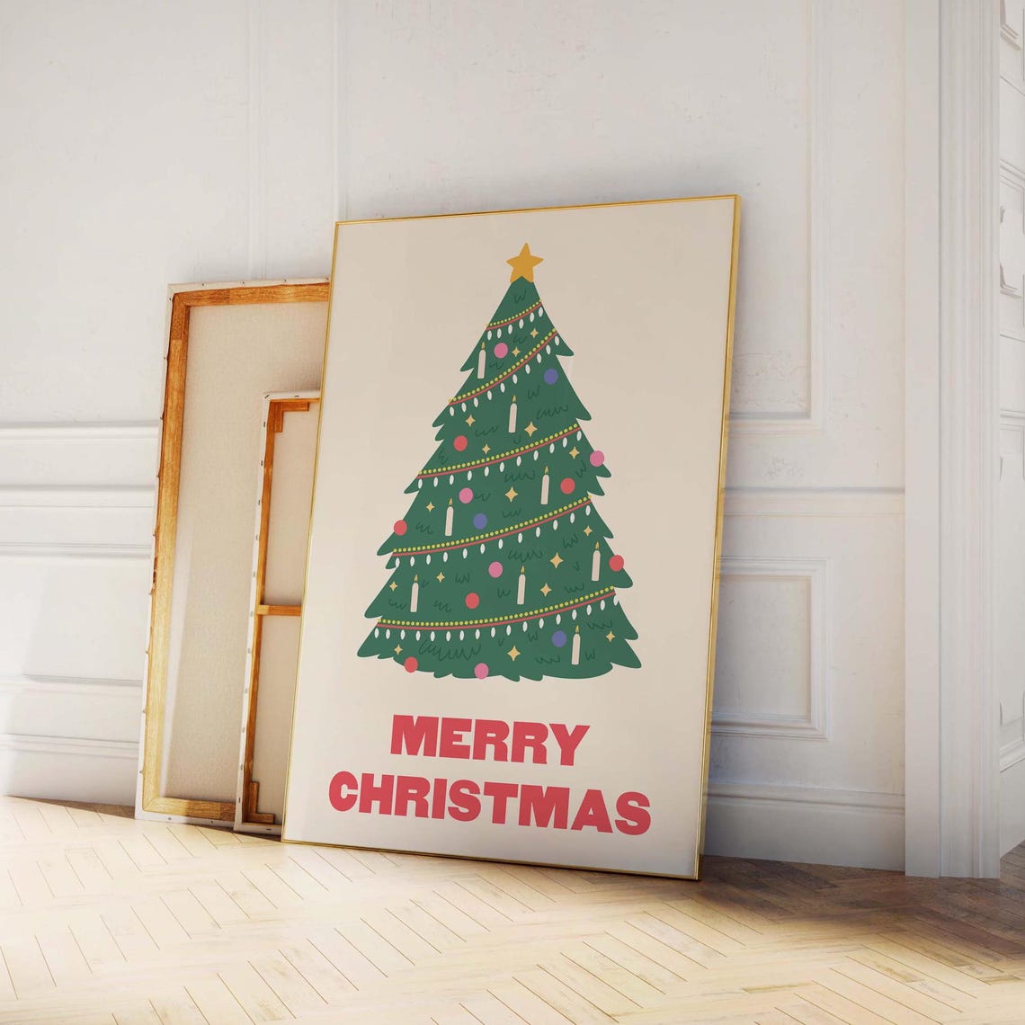 Christmas Tree Print Art Merry Christmas Decor Cute Holiday Wall Art Trendy Christmas Print - Image 4