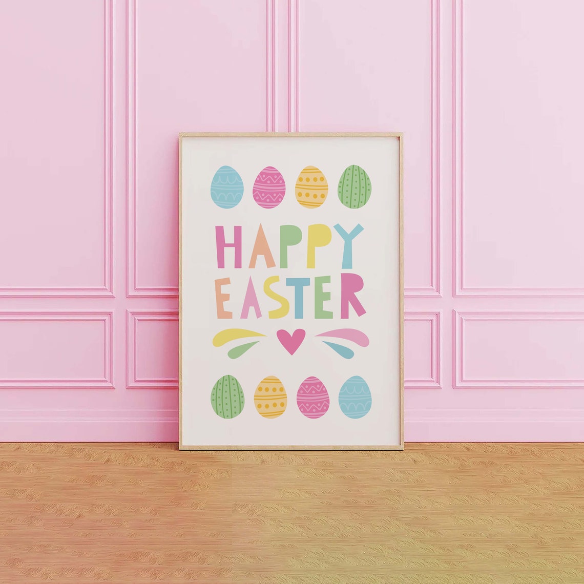 Happy Easter Print Art Cute Easter Art Print Pastel Easter Wall Art Trendy Easter Decor Spring Wall Decor - Image 4