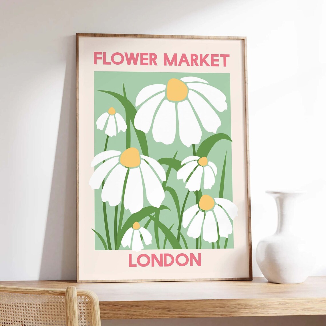 Flower Market London White Daisy Green Floral Exhibition Poster - Image 6