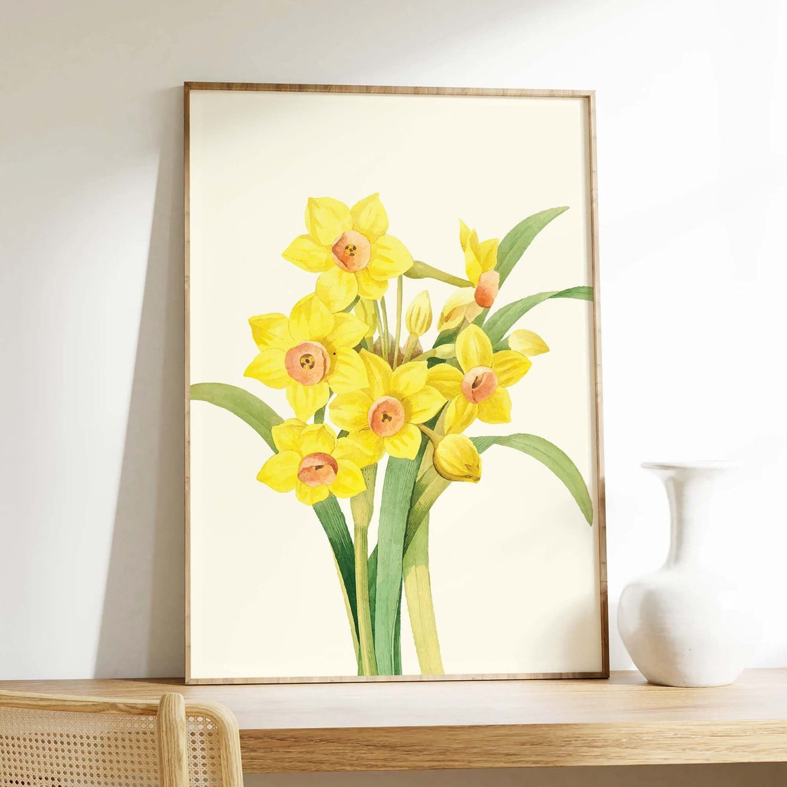 Yellow Daffodils Watercolor Bouquet Fresh Spring Botanical Poster - Image 4