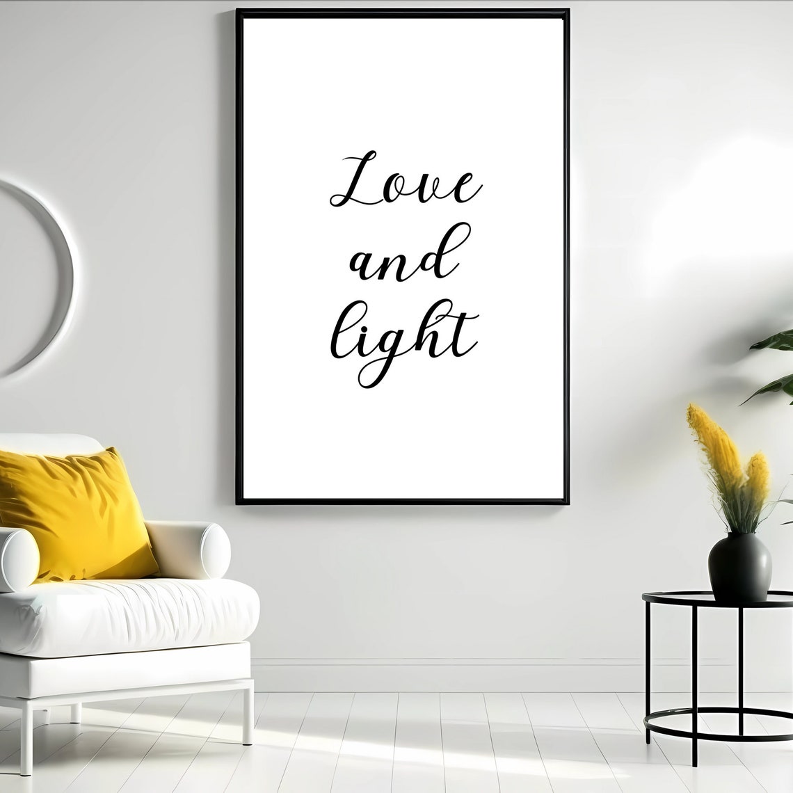 Love And Light Script Calligraphy Positive Affirmation Wall Art Poster - Image 4
