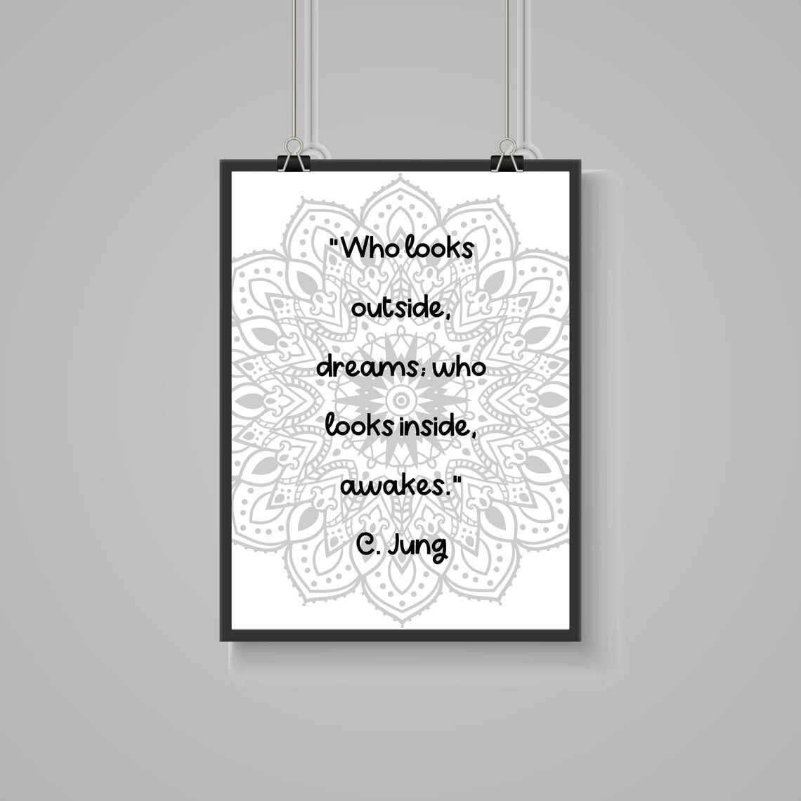 Carl Jung Who Looks Outside Dreams Quote Mandala Inspirational Poster