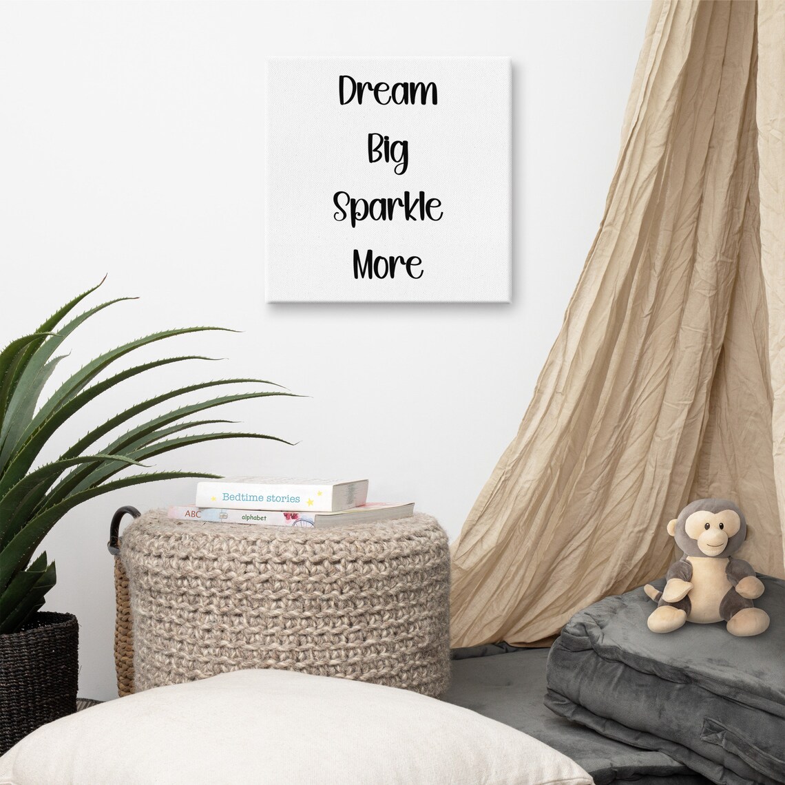 Dream Big Sparkle More Playful Script Kids Room Quote Poster - Image 2