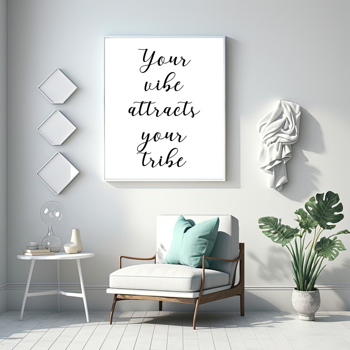 Your Vibe Attracts Your Tribe Calligraphy Script Positive Quote Poster - Image 3
