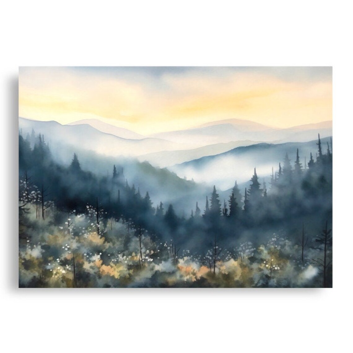 Smoky Mountains Watercolor Art Print, Appalachian Landscape - Image 2